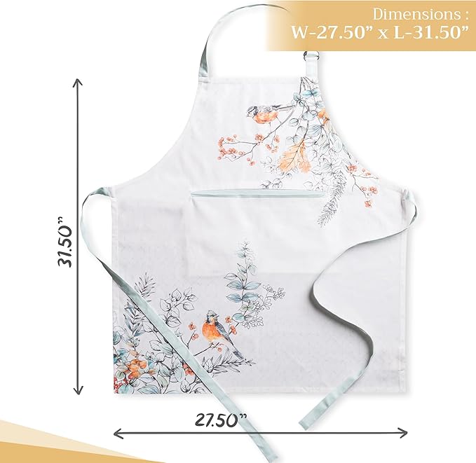 Maison d' Hermine 100% Cotton Apron for women with Pocket Kitchen Chef Apron for Men Cooking Gardening Server Waitress