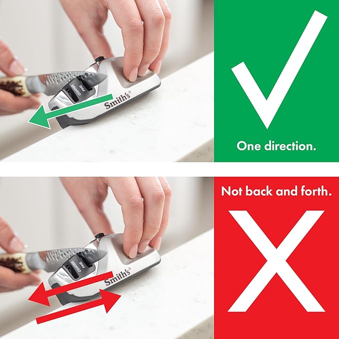 Smith's 51023 Adjustable Diamond Edge Grip Sharpener - Grey - Coarse & Fine Sharpeners - Compact - Stable Non-Slip Base – Pull Through Knife Sharpener