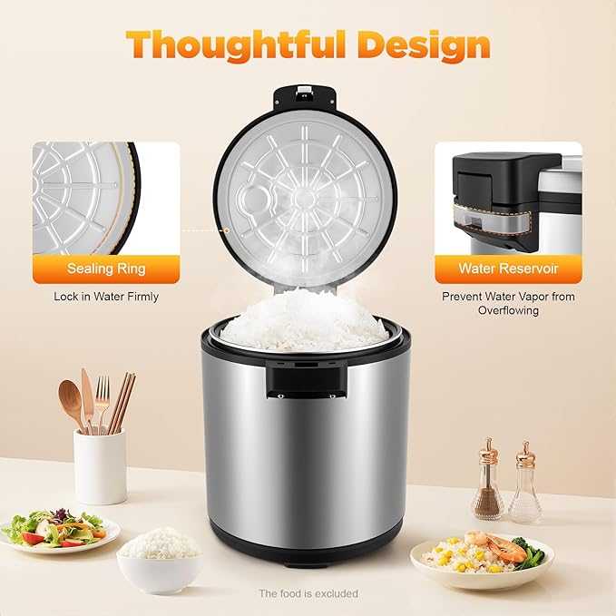 24Qt Commercial Rice Warmer, 110W Big Rice Warmer with Non-stick Inner Pot, Adjustable Temperature Portable Rice & Food Warming Bowl for Restaurant, Hotel(NOT Cooker)