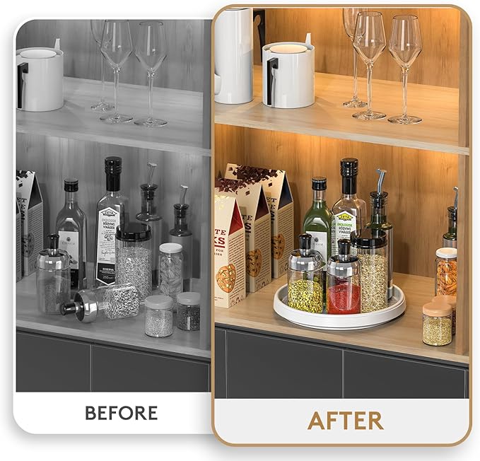 Lazy Susan Organizers for Kitchen Storage - 4 Set of Turntables for Cabinet, Pantry Organization Countertop,Vanity and Table,10 Inch Rotating Tray Spice Rack, Bathroom Fridge and Makeup Organizing
