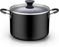 Cook N Home Nonstick Stockpot with Lid 8-QT, Professional Deep Cooking Pot Canning Cookware Stock Pot with Glass Lid, Black