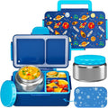 SHPMXUPW Kids Bento Lunch Box – 12 oz Stainless‑Steel Soup Thermo & 3‑Compartment Leak‑Proof Food Container with Built‑In Ice Pack, Insulated Food Jar for Boys & Girls, School & Travel