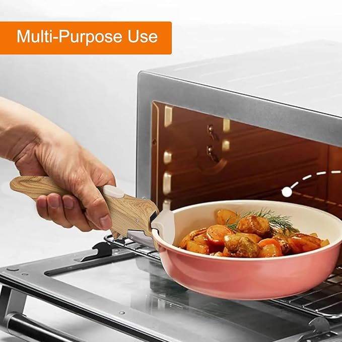 2-Pack Removable Pot Handle, Wood-Grain Detachable Replacement Handles for Pots and Pans, Universal Pot Handle Replacement Suitable for All Cookware - Durable & Heat-Resistant