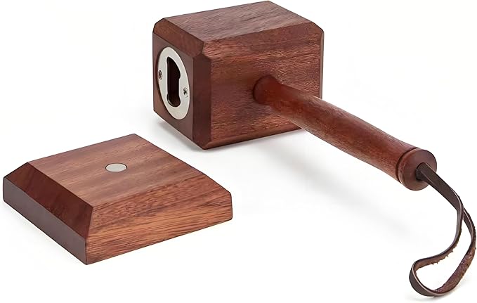 Wooden hammer bottle opener with magnetic, Bottle opener, Beer bottle opener for men, dad or friend