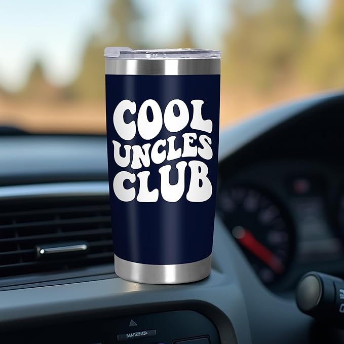Christmas Funny Uncle Gifts from Niece Nephew - Cool Uncles Club 20 oz Stainless Steel Insulated Coffee Tumbler with Lid - Father's Day Birthday Christmas Funny Gifts for Uncle Men Brother