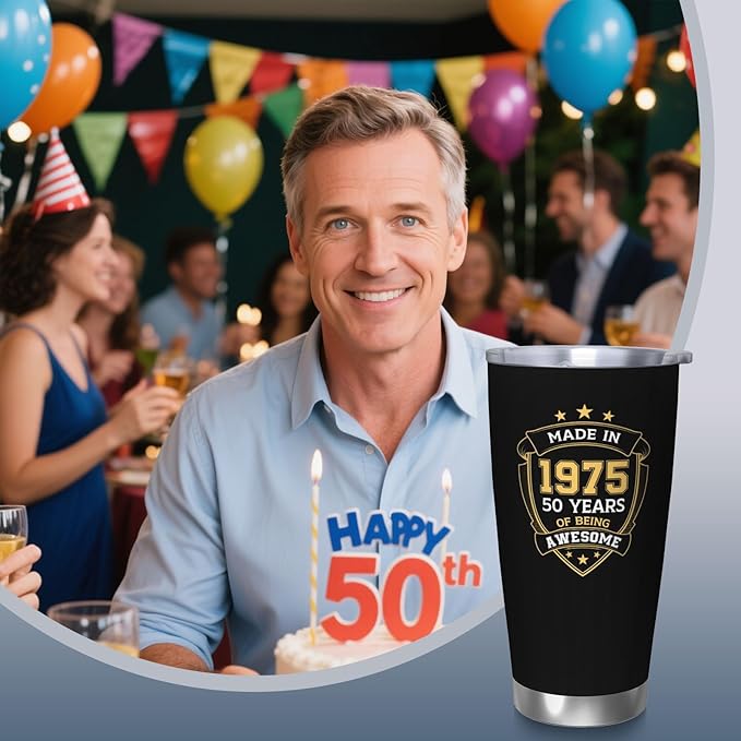 50th Birthday Gifts for Him, 50th Birthday Gifts for Men, Gift for 50 Year Old Man Tumbler, 20oz Coffee Tumbler, 50 Year Old Gifts for Men Coffee Mugs