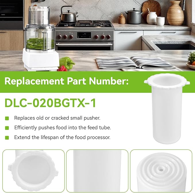 Small Pusher DLC-020BGTX-1 for Cuisinart DLC-8S, DLC-8SY, DFP-11, DFP-14 Food Processor, Replacement Pusher for Custom 11,14, Deluxe 11,14, Custom Pro 11 Cup Food Processor Parts