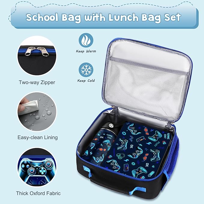 Bevalsa Kids Bento Lunch Box with 6 Compartment, Stainless Steel Metal Water Bottle, Insulated Bag & Utensils, BPA-Free Leakproof Food Container for School Boys Girls, Back To School Gift