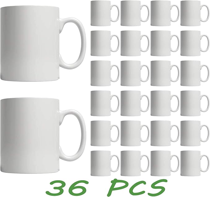 11oz White Ceramic Sublimation Coffee Mug Blank White, Case of 36