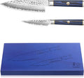 Cangshan KITA Series 2-Piece Starter Knife Set (6" Chef + 3.5" Paring) With Ash Wood Box, High Carbon X-7 Damascus Steel, 501523 (2pc)