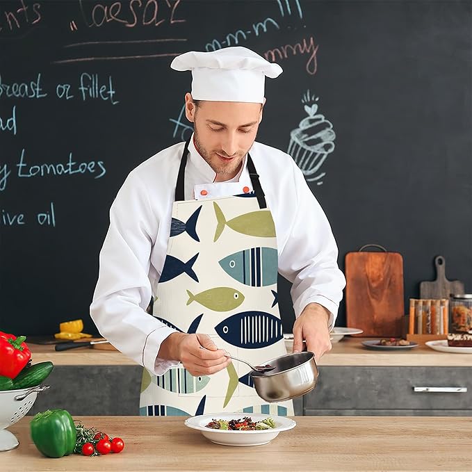 Apron with Pockets for Women, Adjustable Kitchen Cooking BBQ Chef Apron, Gifts for Mom Birthday, or Holidays