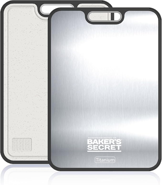 Baker's Secret Titanium Cutting Boards for Kitchen, Cutting Board Double Sided Food Grade, Pure Titanium and Wheat Straw PP, Dishwasher Safe Easy to Clean Large Size 16”×11” Dark Grey