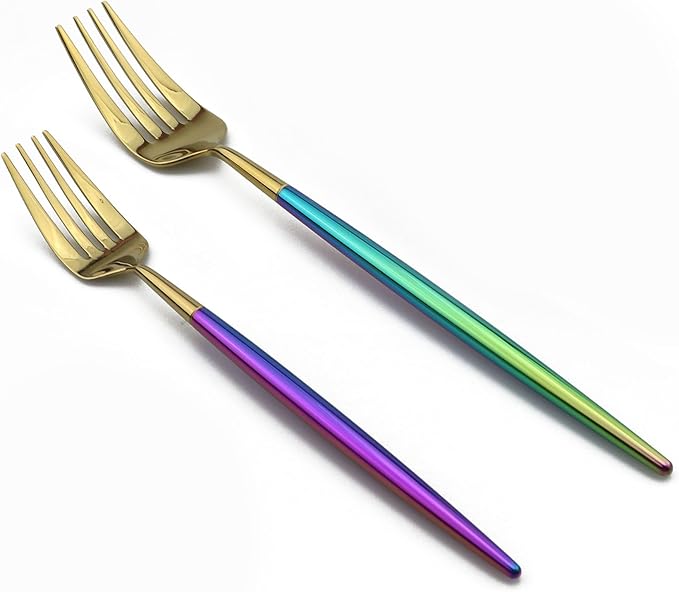 20-Piece Coloful Rainbow Handle Gold Flatware Set, Mirror 18/10 Stainless Steel, Service for 4