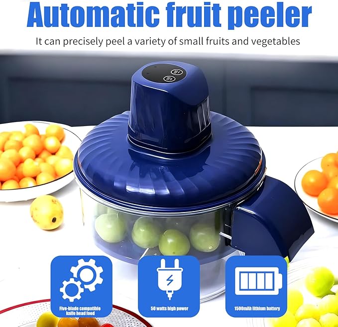 Large Size Electric Grape Peeler Machine, Automatic Multi-Functional Garlic Peeler Machine for Fruit, Tomato, Cherry, Potato, and Vegetables Efficient Kitchen Gadgets, Blue