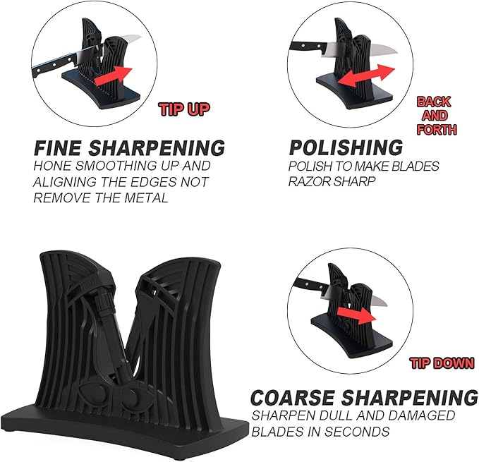Knife Sharpener As Seen On TV, Homegician Kitchen Knife Edge Sharpener, Metal knife Sharpener, Hone,Sharpens, Beveled, Polishes Dull, Serrated, Standard Blades & Chef's Knives