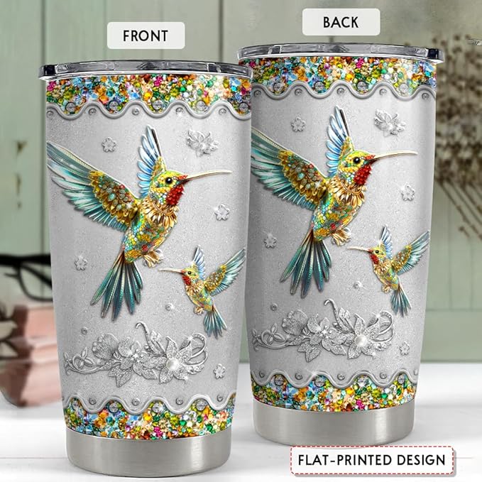 SANDJEST Hummingbird Gifts for Women Hummingbirds Tumbler 20oz Jewelry Drawings Stainless Steel Insulated Tumblers Coffee Travel Mug Cup Gift for Birthday Christmas