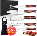 PrecisionEdge Ultra Sharp Japanese Chef Knife Set Professional Slice Cooking with Red Pakkawood Handles Japanese Kitchen Knives Sets without block Culinary Chef Knives (5PCs Knife Set)