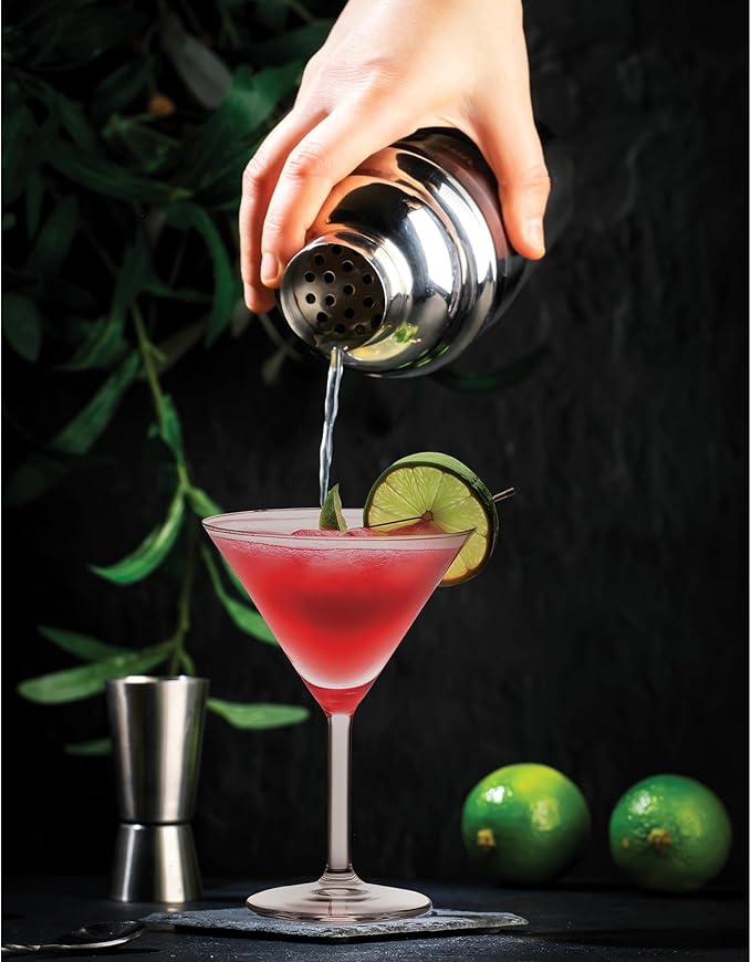 HIC Kitchen Bar Cocktail Shaker, 18/8 Stainless Steel, Mirror Finish, 3-Piece Set, Holds 18-Ounces
