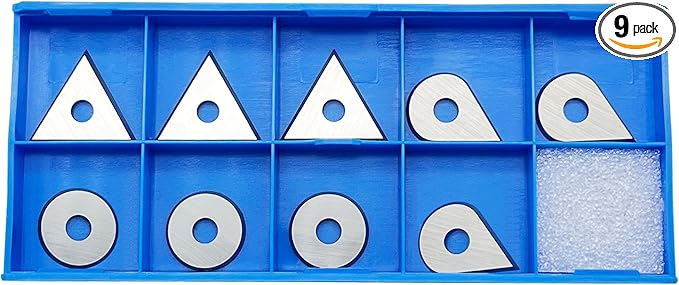 LU&MN Carbide Paint Scraper Blades 3PCS * Round Blades, 3PCS * Triangular Blades and 3PCS *Drop Shaped Blades,Ultra Sharp & Wear Resistant for Removing Paint, Glue, Grout, Pack of 9PCS