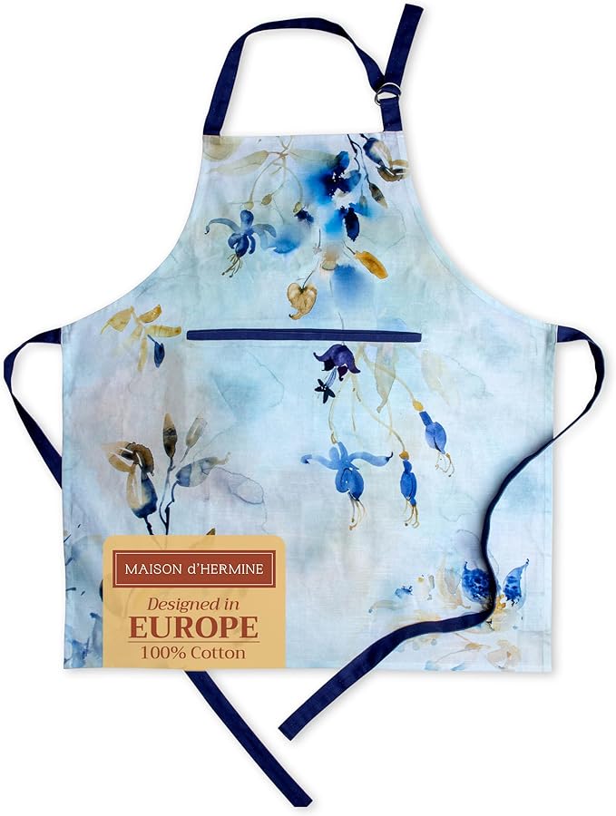 Maison d' Hermine 100% Cotton Apron for women with Pocket Kitchen Chef Apron for Men Cooking Gardening Server Waitress