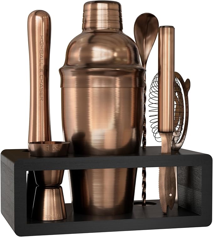 Highball & Chaser Cocktail Shaker Set: Bartender Kit for Home Bar Mixology Cocktail Bar Set Plus E-Book with 30 Recipes