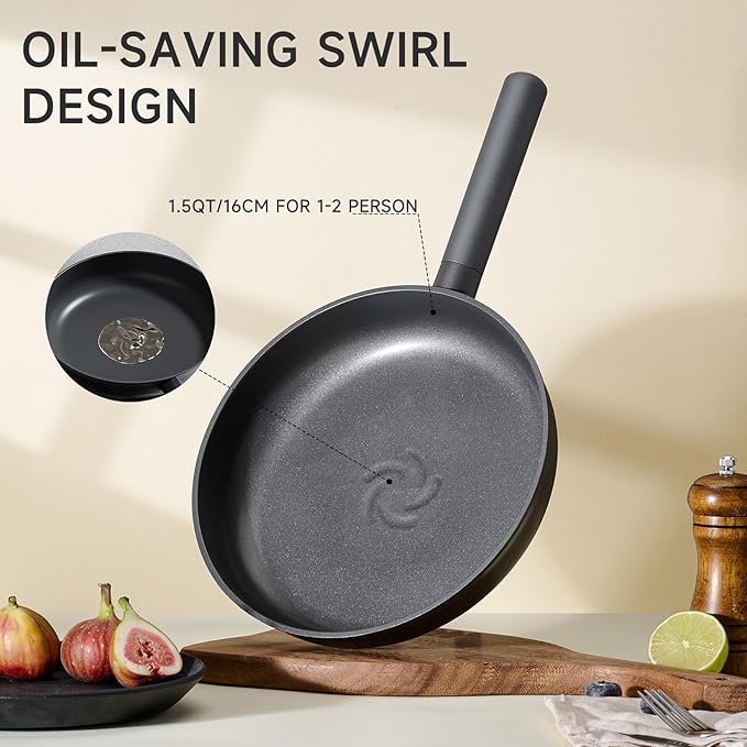 JEETEE Non Stick Frying Pan, 9.5" Titanium Skillet, Omelette Egg Pan, Oven & Dishwasher Safe Chef's Pan, Suitable for All Stovetops (PFOA/PFAS Free)