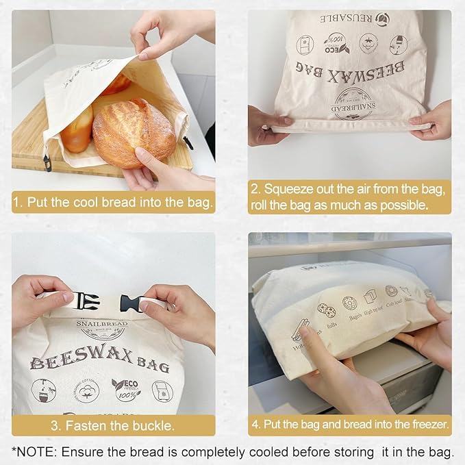 Reusable Beeswax Bread Bags for Sourdough: XL Eco-Friendly Fresh Food Storage (13x17in, 2 Pack) | Moisture Lock, Sustainable Homemade Bread Preservation