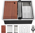 Undermount Kitchen Sink, 24 x 19 Inch Sink Kitchen 16 Gauge Stainless Steel Kitchen Sinks Single Bowl Workstation Sink with Cutting Board