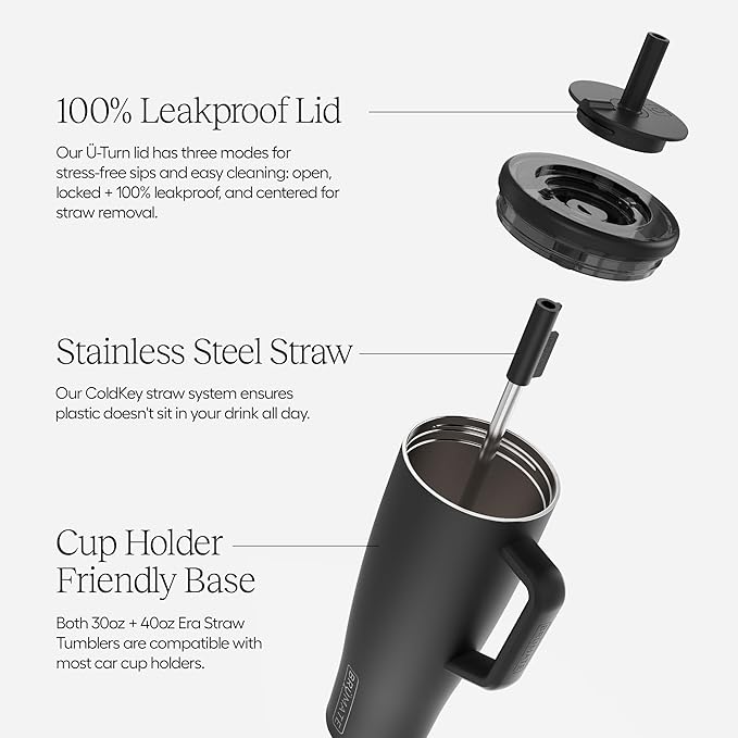BrüMate Era 30 oz Tumbler with Handle and Straw | 100% Leakproof Insulated Water Bottle Tumbler with Lid and Flexible SoftSip Straw | Made of Stainless Steel | Cup Holder Friendly | 30oz (Lilac Dusk)