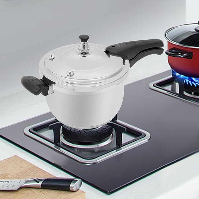 Stainless Steel Pressure Cooker Small Pressure Pot 80Kpa High Security Pressure Canner with Handle for Home Restaurants (4L/4.23Qt)