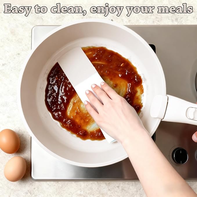 24 Pcs pots and pans set,pots and pans set non stick,Oven-safe and dishwasher-safe,PFAS/PFOA Free,Induction Dishwasher Oven Safe cookware set (White)