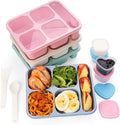Bento Box Adult Lunch Box 5 Compartment Snack Containers for Kids, Stackable Lunch Containers Food Storage Box- Reusable Snack Container Box for School, Work, Travel, BPA-Free (4 Pack)