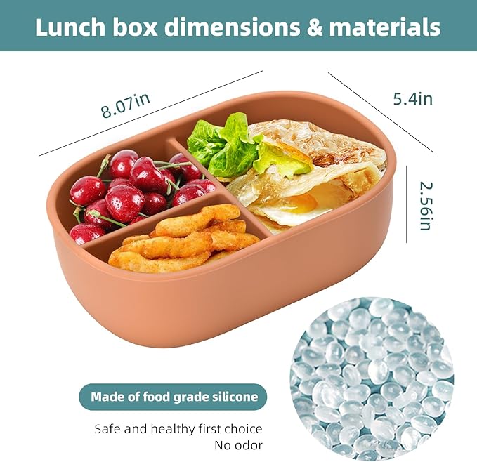 Bento Box, Ideal Leakproof Lunch Box Containers for Adults Men Women with 3 Compartments, Durable Lunch Containers for Family