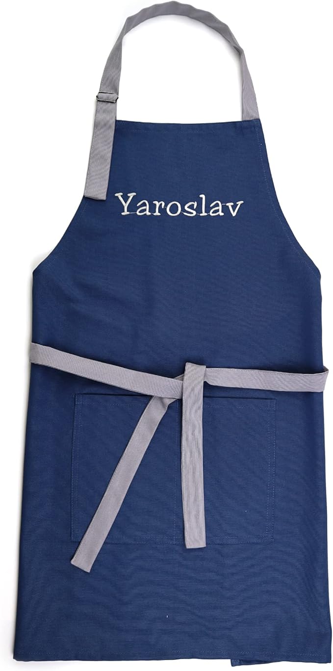 Kids Apron - Embroidered Personalized Cooking Custom Apron with Name, Adjustable, Cotton, with Pockets, for cooking