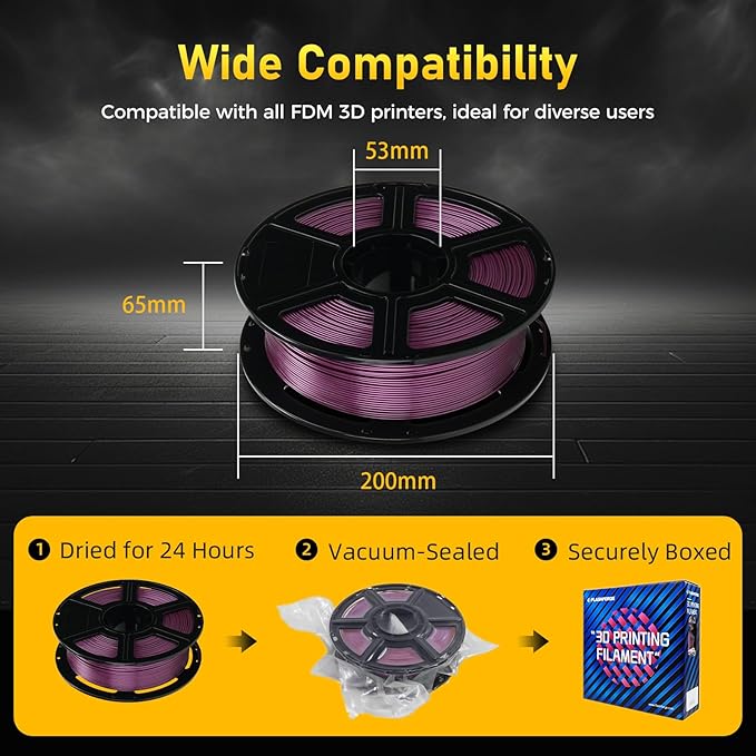 FLASHFORGE Rapid PETG Filament 1.75mm Metallic Purple, Max 600mm/s High Speed Printing, 3D Printer Filament 1kg Spool, Dimensional Accuracy +/- 0.02mm, Fits Most 3D Printers