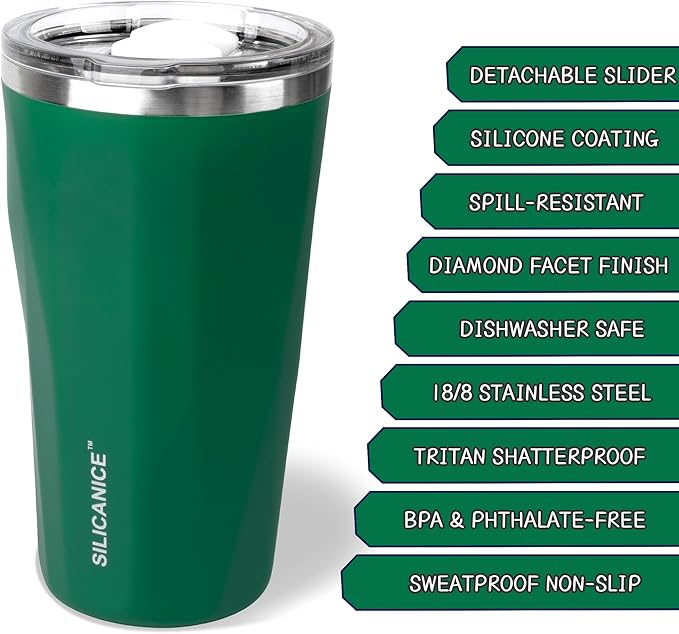20oz Soft Touch Diamond Tumbler - Double Wall Stainless Steel Vacuum Insulated Coffee Cup With Detachable Slider Lid | BPA Free, Dishwasher Safe, Thoughtful Gift for Her - Army Green