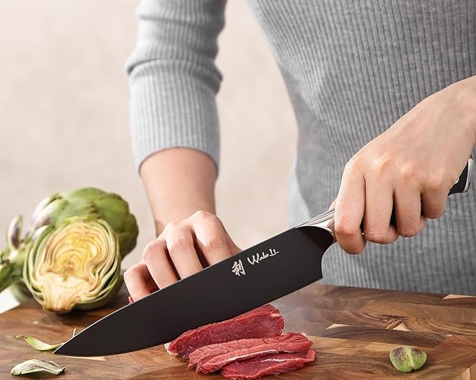 Wakoli Titanium Noir Chef Knife – 7.9-Inch Professional Kitchen Knife | 5Cr15MoV Stainless Steel Blade with Black Titanium Coating | Ergonomic G10 Handle | Multi-Purpose Chef’s Knife in Gift Box
