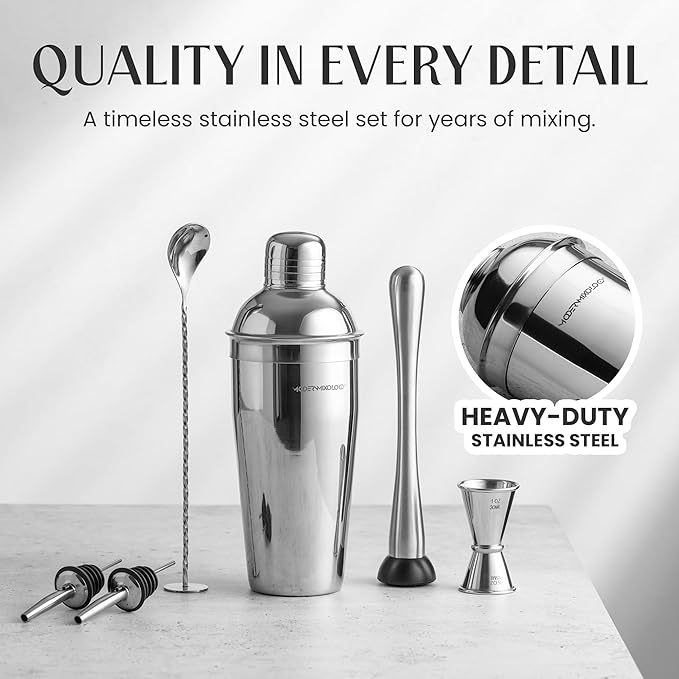 Mixology & Craft 16-Piece Cocktail Shaker Set - Bartender Kit & Home Bar Accessories, Stainless Steel Barware with Ice Bucket - Gift Ready