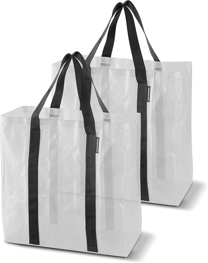 CleverMade Foldable Storage Container Bags, Pack of 2 Heavy Duty Plastic Reusable Oversized Packing, Under Bed or Duffel Storage Bins for Dorm Room Home Utility Laundry Grocery Shopping Travel