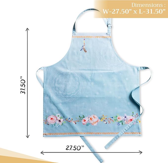 Maison d' Hermine 100% Cotton Apron for women with Pocket Kitchen Chef Apron for Men Cooking Gardening Server Waitress