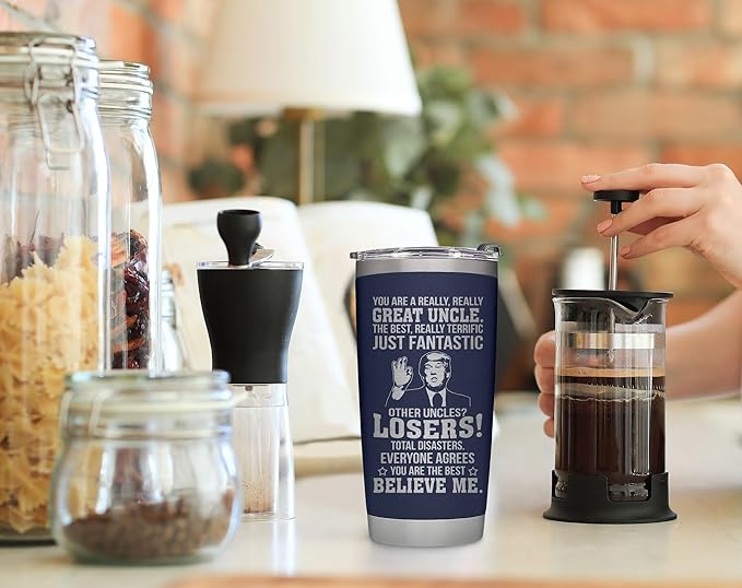 Gifts for Uncle on Christmas from Niece - Funcle Great Tumbler for Fathers Day, Christmas, Birthday - Great Uncle Birthday Insulated Stainless Steel Cup 20oz, Navy