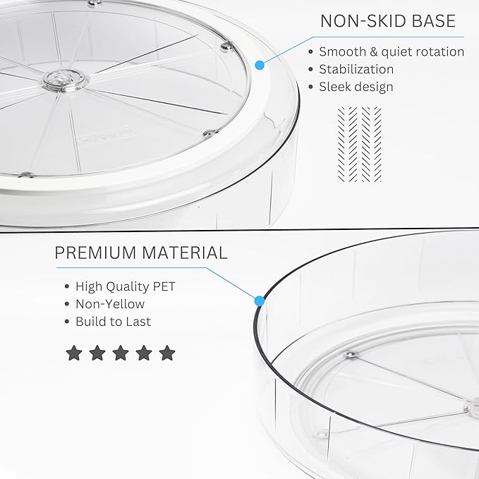 NOSTA Home 2-Pack Lazy Susan Organizer | Rotating Pantry Organizers and Storage | Clear Lazy Susan for Table Top, Cabinet Organizer, Perfume Organizer, Spice Rack Organizer (9", 10")
