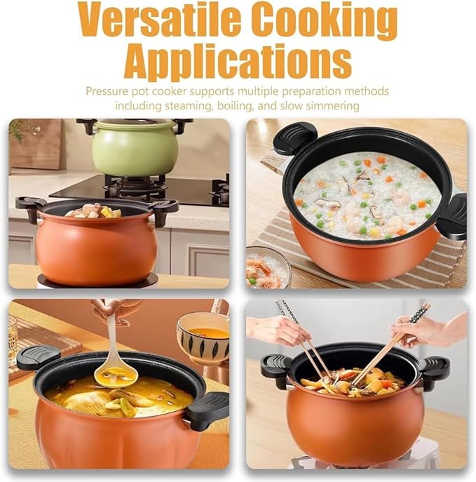 8QT Multifunctional Large Capacity Non-stick Pressure Cooker, 8QT Micro Pressure Cooker with Anti-Scalding Handle & Visible Glass Cover,Transparent Glass Cover, for Induction Cookers Gas Stoves (D)