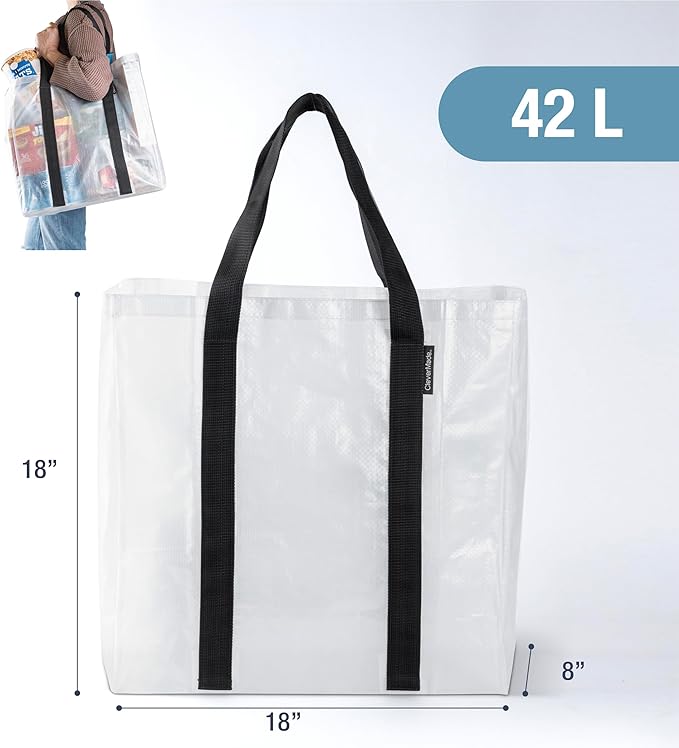 CleverMade Foldable Storage Container Bags, Pack of 2 Heavy Duty Plastic Reusable Oversized Packing, Under Bed or Duffel Storage Bins for Dorm Room Home Utility Laundry Grocery Shopping Travel