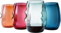 Unbreakable European Plastic Crystal, Stemless Wine Glasses | Set of 4, 13.5 OZ | Acrylic Tritan Set with 3-Finger Indentations - Muted Colored Tumbler Set, BPA Free, Reusable, Naturally Aerates Wine