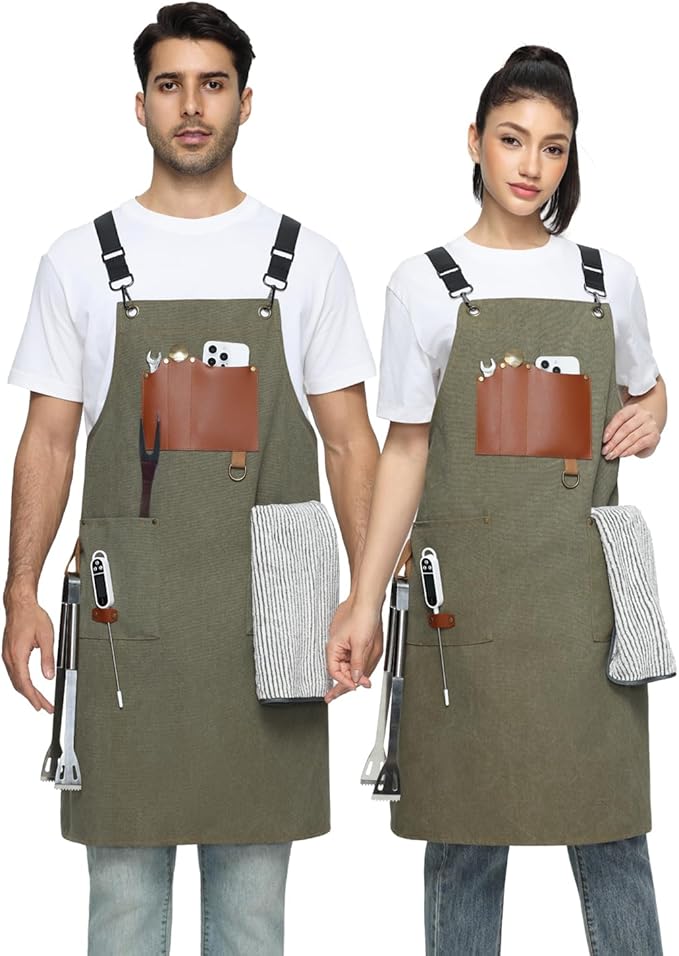 Kitchen Apron - 3 Large Pockets, Cross Back Apron With Adjustable Straps, Cooking Kitchen Chef Apron For Women And Men, Wear-Resistant & Easy To Clean.