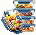 Glass Food Storage Containers 5 Pack,Three Sizes Glass Meal Prep Containers with Snap Lock Leakproof Lids,Lunch Box for Microwave,Freezer,Oven and Dishwasher