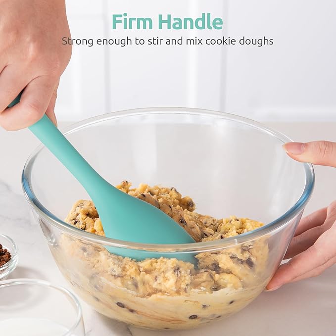 600ºF Heat Resistant Spatula Spoon: U-Taste Flexible Silicone Cooking Scoop Spoonula, Serving Mixing Scraping Food in Non-Stick Pan Cookware, Seamless Multifunctional Kitchen Utensil (Aqua Sky)
