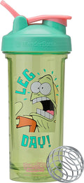 BlenderBottle Spongebob Shaker Bottle Pro Series Perfect for Protein Shakes and Pre Workout, 28-Ounce, Blue/Green, Leg day!