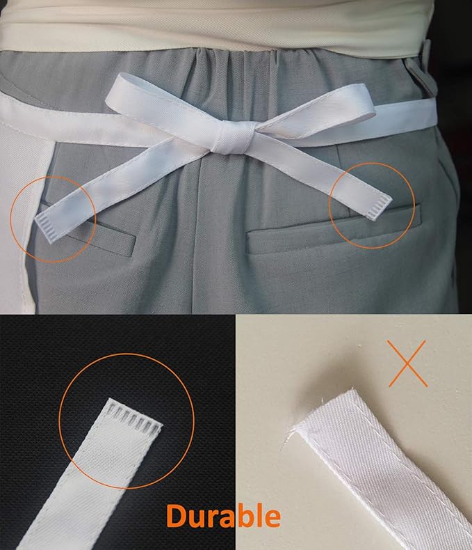 White Aprons Bulk with Pockets for Women Girls Adults Chef, Set of 10 Kitchen Bib Apron for Cooking Baking Restaurant Painting DIY (10, White)